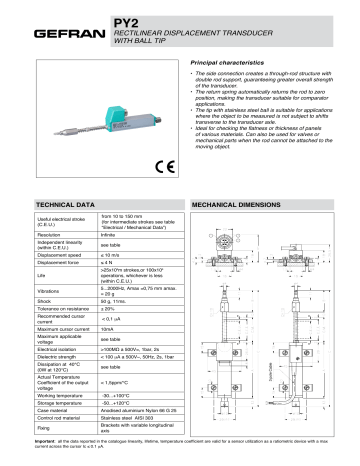 Gefran PY2 Potentiometer DataSheet | Manualzz