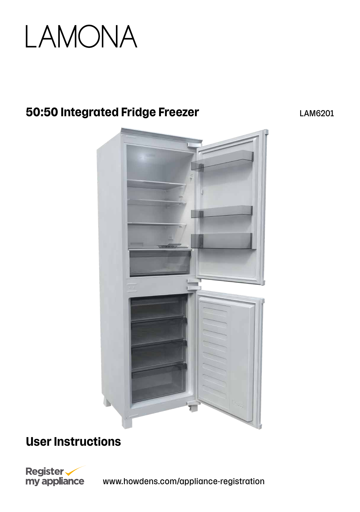 Lamona LAM6201 Integrated 50/50 White Fridge Freezer User Manual