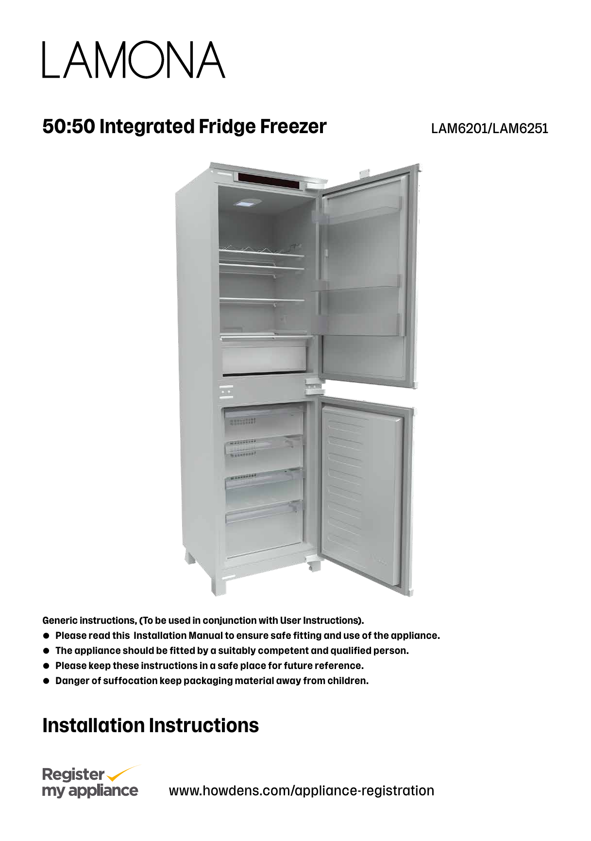 Lamona LAM6301 Integrated 70/30 White Fridge Freezer