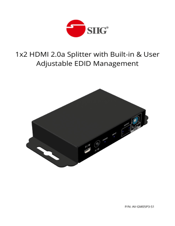 SIIG AV-GM05P3-S1 1x2 HDMI 2.0a 4K Splitter Installation Instructions | Manualzz