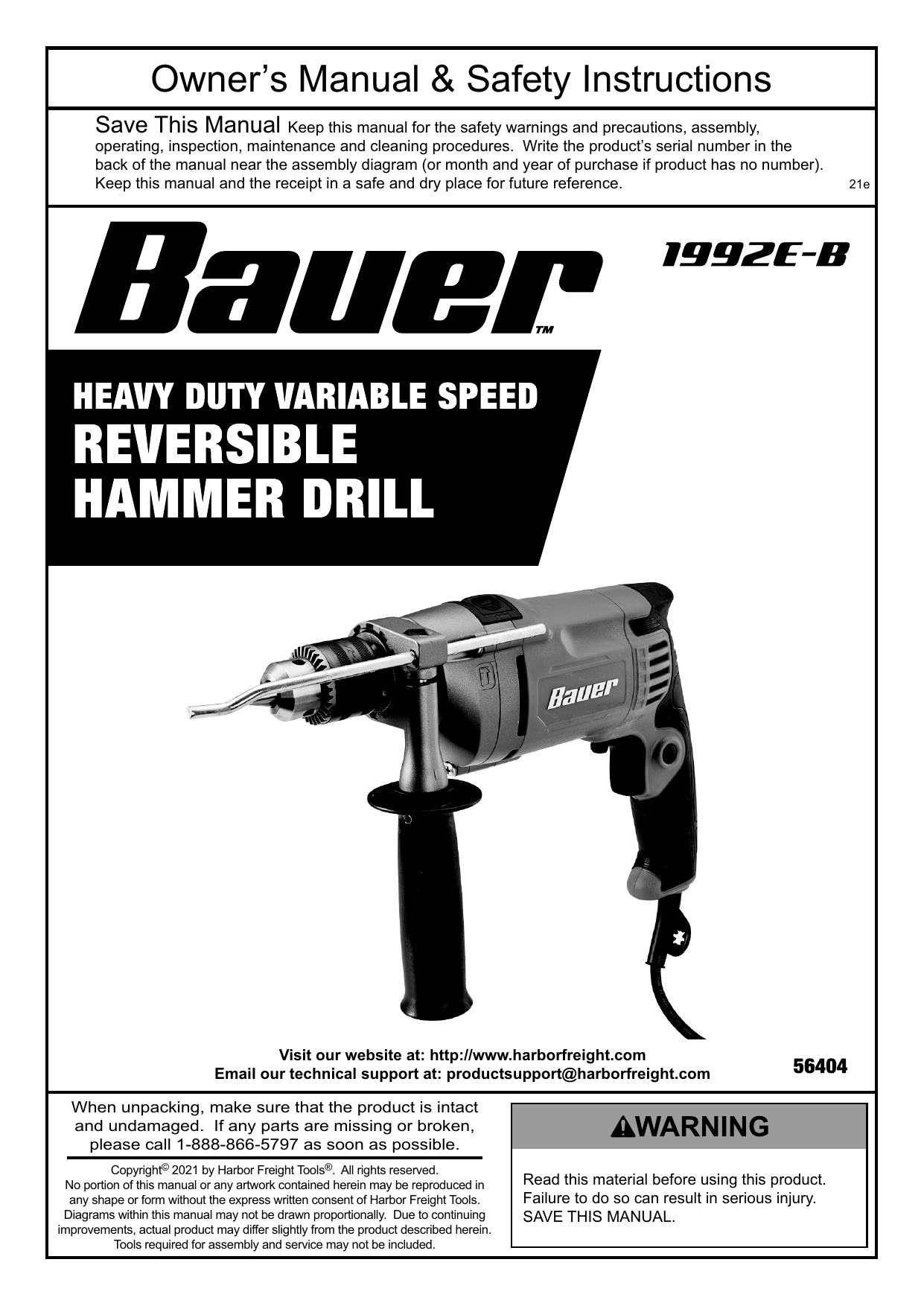 7.5 Amp 1/2 in. Variable-Speed Hammer Drill