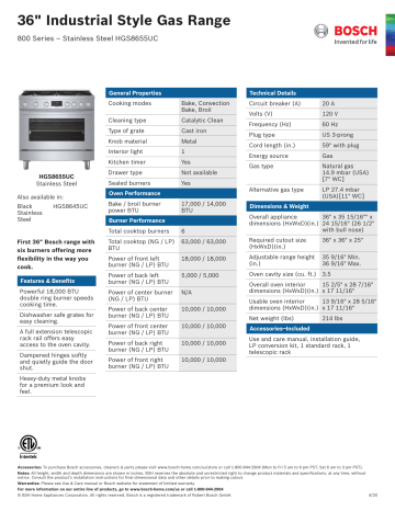 Bosch HGS8645UC 800 Series Industrial Style 36-in 6 Burners 3.5-cu ft ...