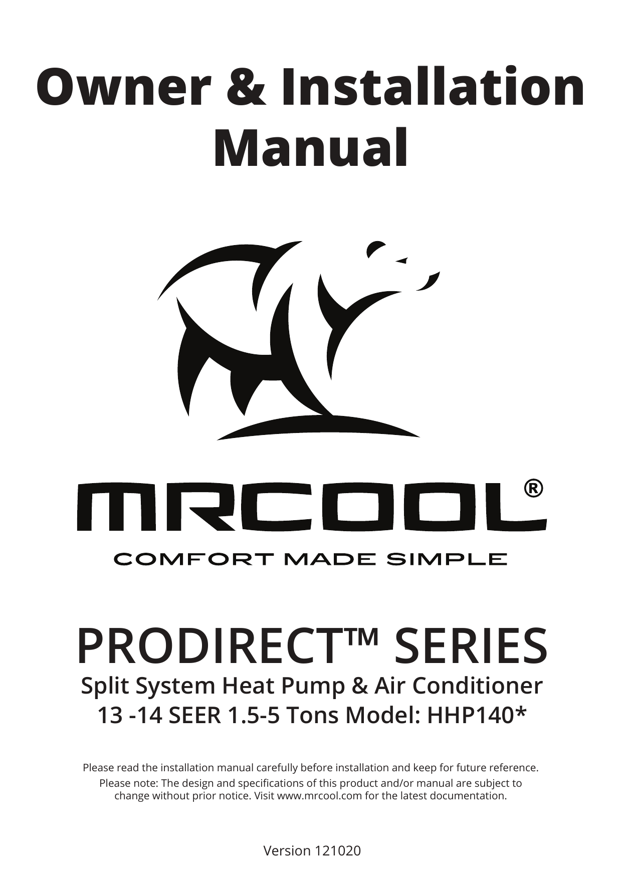 MRCOOL HHP14030 Pro Direct Residential 2.5-Ton Central Air Conditioner  Manual | Manualzz