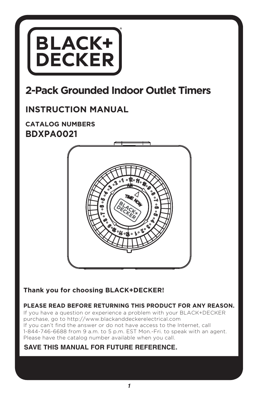 BLACK DECKER BDXPA0004 Indoor Wireless Remote Control Outlets User Manual