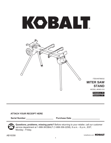 Kobalt KMS-S16 Steel Adjustable Rolling Miter Saw Stand Manual | Manualzz