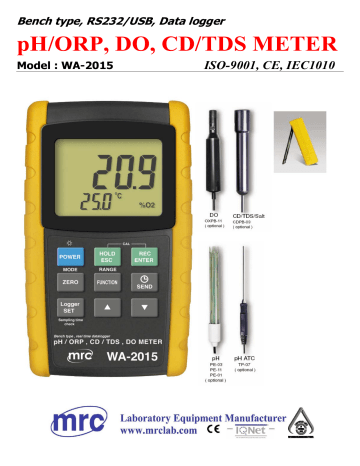 MRC WA-2015 Ph/Conductivity/Temp./Oxijen meter complete kit Specifications | Manualzz