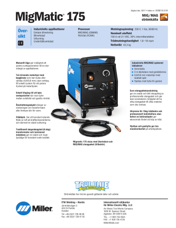 Miller MigMatic® 175 Specifikation | Manualzz
