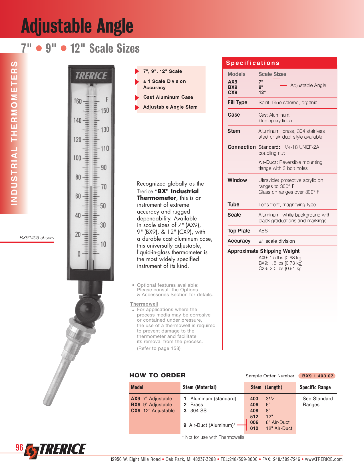 Trerice - Bimetal Thermometers - Rear Connect X-Series