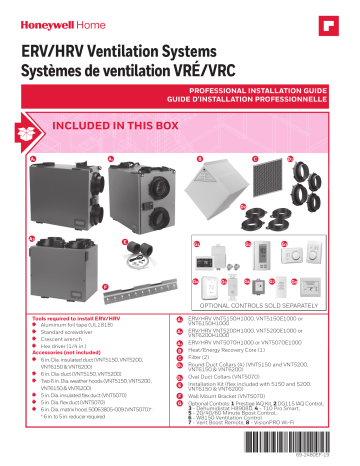Honeywell Home VNT5070H1000 70 cfm Heat Recovery Ventilator Installation Manual | Manualzz