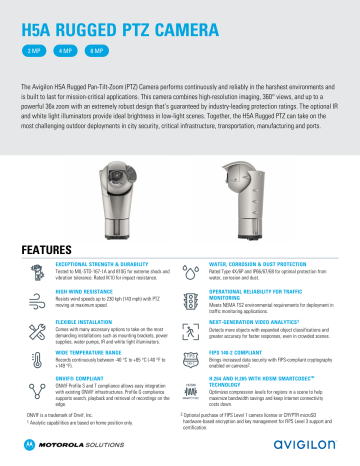 Avigilon H5A Rugged PTZ Camera Datasheet | Manualzz