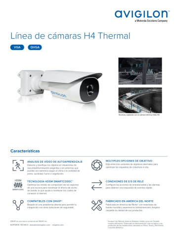 Avigilon H4 Thermal Camera Ficha De Datos | Manualzz