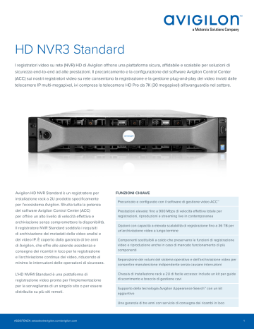 Avigilon NVR Standard (Series 3) Scheda dati Manualzz