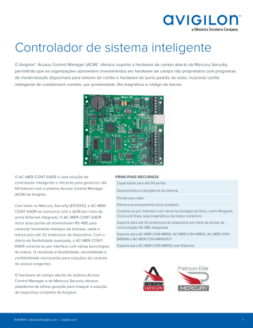 Avigilon Intelligent System Controller Ficha De Dados | Manualzz