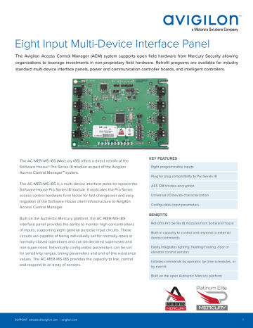 Avigilon Eight Input Multi-Device Interface Panel Datasheet | Manualzz