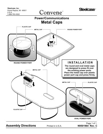 Steelcase Convene – Replacing a Round or Oval Power Port Plastic Cap Assembly Instructions | Manualzz