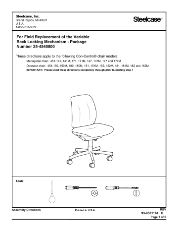 Steelcase discount chair manual