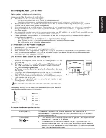 Acer K273 Monitor Snelstartgids | Manualzz