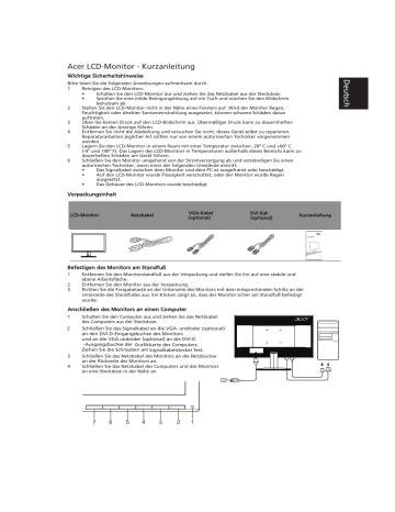 Acer KA210HQ Monitor Schnellstartanleitung | Manualzz