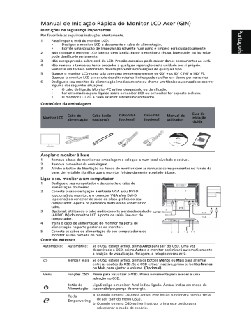 Acer V223HQV Monitor Quick Start Guide | Manualzz