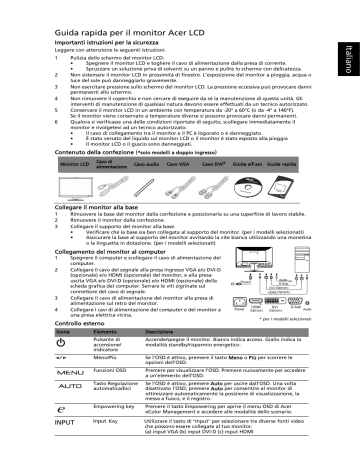 Acer H223HQ Monitor Guida Rapida | Manualzz