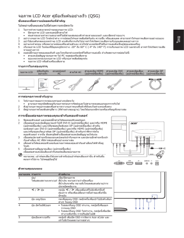 Acer G257HU Monitor คู่มือเริ่มต้นอย่างรวดเร็ว | Manualzz