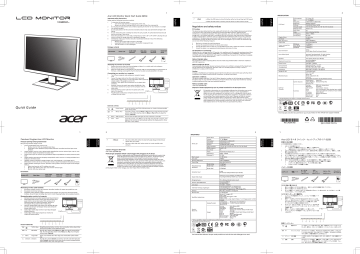 Acer V196WL Monitor Quick Start Guide | Manualzz