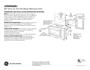 GE JVM3162RJSS 30 Inch Over the Range Microwave Oven Spec Sheet | Manualzz