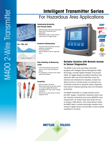 Mettler Toledo M400 2-Wire Transmitter Datasheet | Manualzz