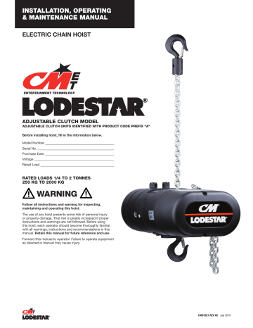 CM Lodestar J Installation Operating & Maintenance Manual | Manualzz