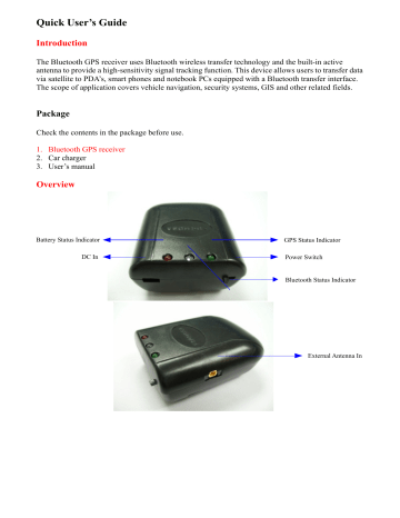 Formosa Teletek QW3-BTGPS01 BluetoothGPS Receiver User Manual | Manualzz