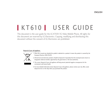 LG Electronics USA BEJKT610 PCSGSM/ EDGE Phone User Manual | Manualzz