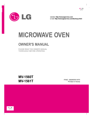 LG Electronics USA BEJV154MGA MicrowaveOven User Manual | Manualzz
