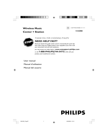 Philips Consumer Lifestyle BOU-WAS5B WirelessMusic Station User Manual | Manualzz