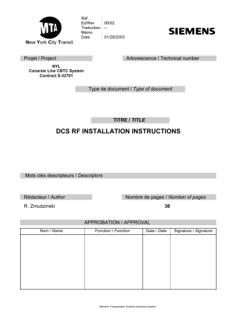 DCS RF Installation Instructions - Siemens | Manualzz