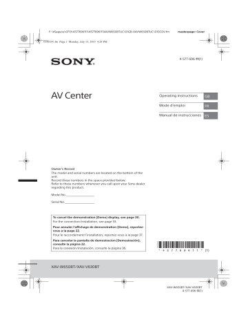 Sony AK8XAVV630BT AVCenter User Manual | Manualzz