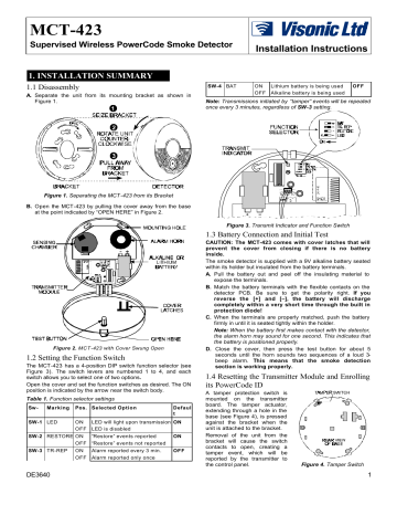 Visonic GSAMCT423 WirelessSmoke Detector User Manual | Manualzz