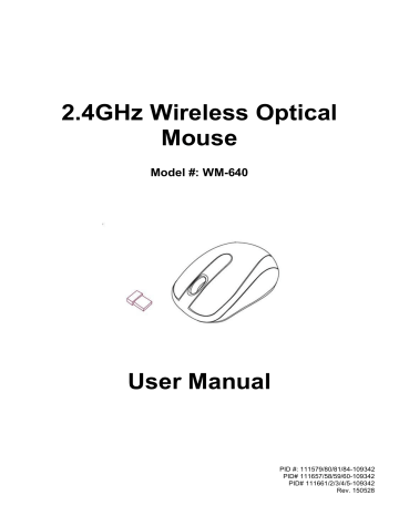 Wireless Optical Mouse WM-640 User Manual | Manualzz