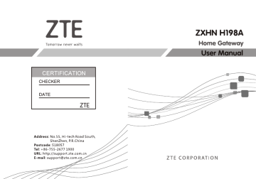 ZTE Q78-ZXHNH198A HomeGateway User Manual | Manualzz