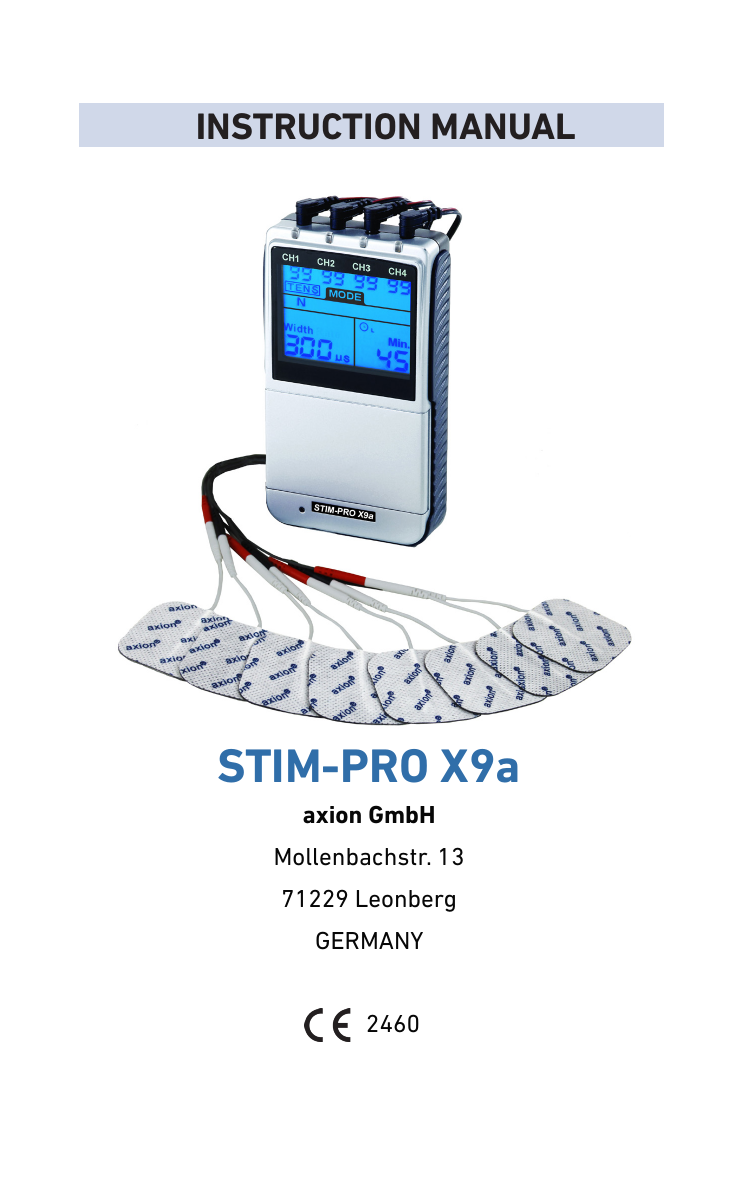 Manuel d'utilisation de l'électrostimulateur TENS EMS STIM PRO X9a avec  batterie rechargeable 