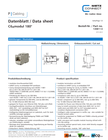 BTR NETCOM BTR E-DAT module CAT 6A 180° Keystone/E-Dat Module Data ...
