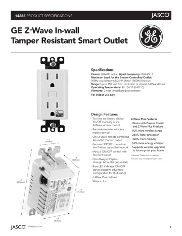 Enbrighten Z-Wave Plus Smart Tamper Resistant Receptacle 55256