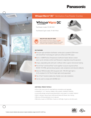 Panasonic FV-0511VHL1 WhisperWarm DC 