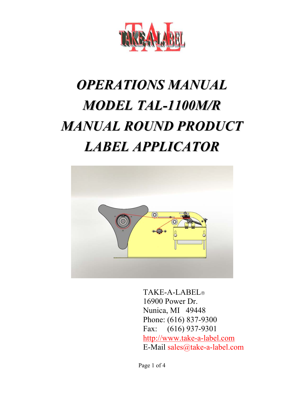 TAL-1100MR Manual Round Product Label Applicator
