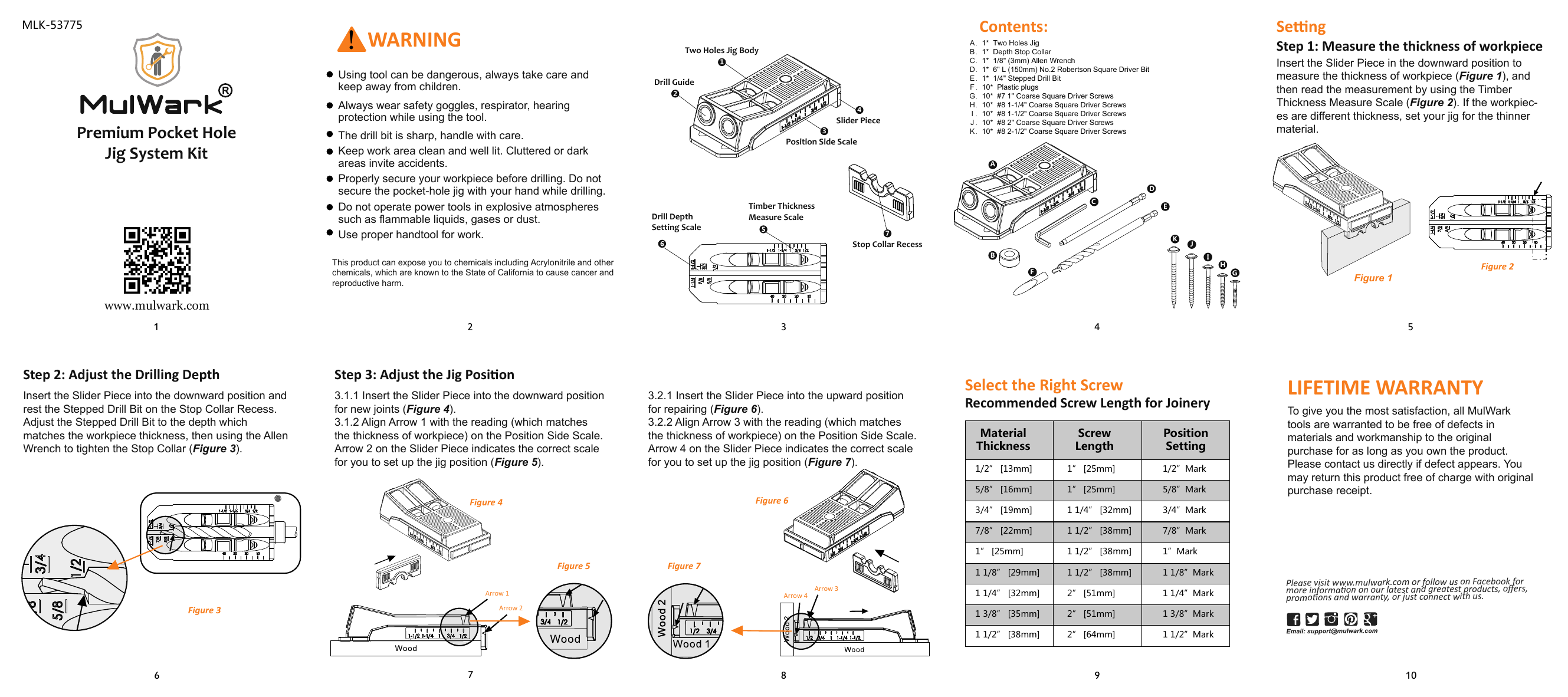 MulWark Premium Pocket Hole Jig System Kit 