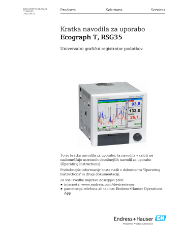 Endres+Hauser Ecograph T, RSG35 Navodila za uporabo | Manualzz
