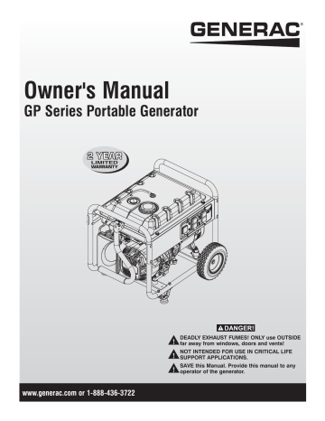 Generac GP7500E 005943R5 Portable Generator Owner's Manual | Manualzz