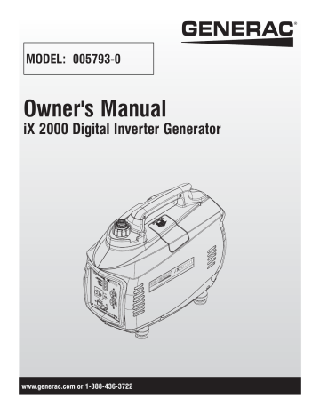 Generac iX2000 0057930 Portable Generator Owner's Manual | Manualzz