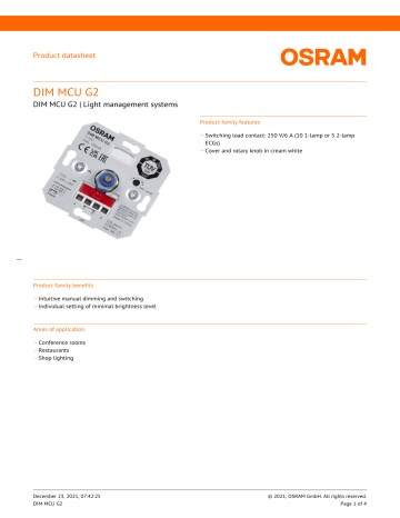 Osram Dim Mcu G Data Sheet Manualzz