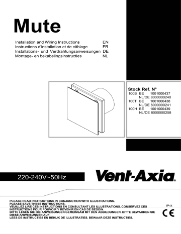 Vent-Axia Silhouette 100T Installation And Wiring Instructions | Manualzz