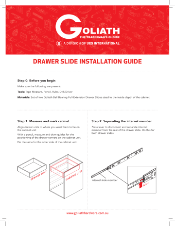 UES Goliath Drawer Slide Installation Manual | Manualzz